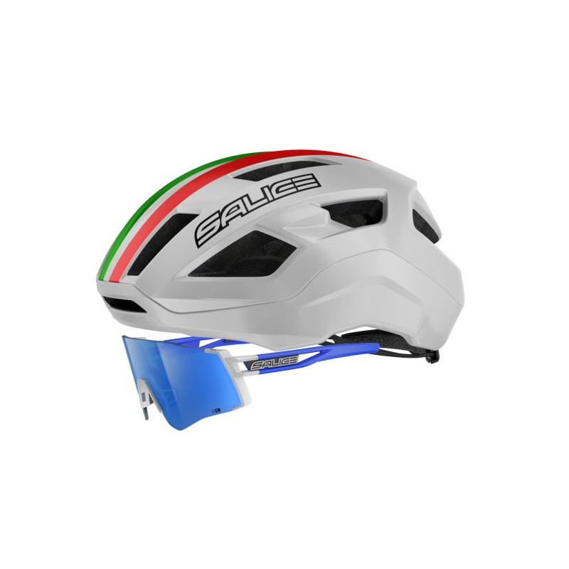 Casco Salice Vento Blanco ITA y Lentes Salice 026 Azul/Blanco