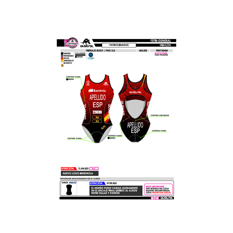 Tritraje Body PRO 2.0 - GGEE Patrocinado - Negro-Mujer