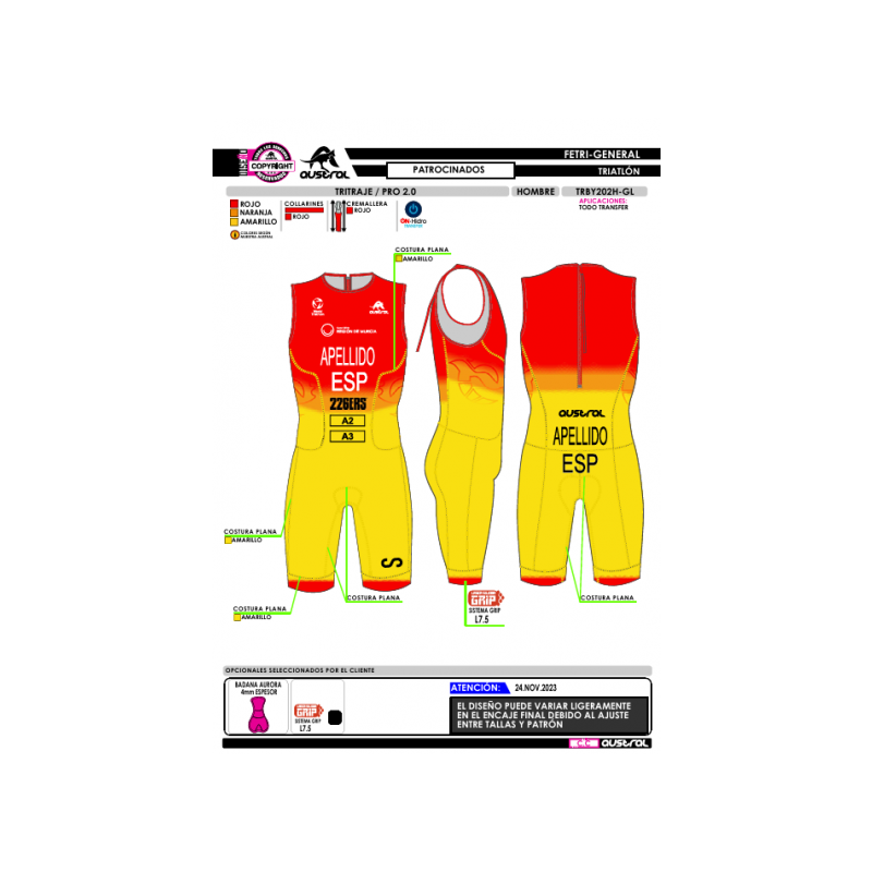 Tritraje PRO 2.0 - GGEE - Amarillo - Hombre